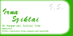 irma sziklai business card